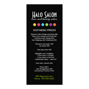 Hair Salon Menu Rack Cards