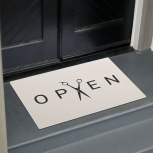 Hair Salon Minimalist Black Scissor Welcome Doormat