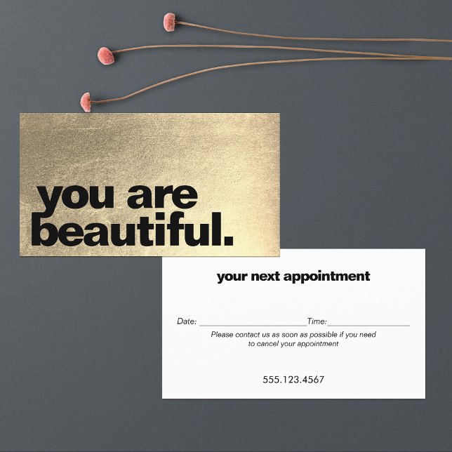 Hair Salon Modern Gold Appointment Reminder Card (Creator Uploaded)