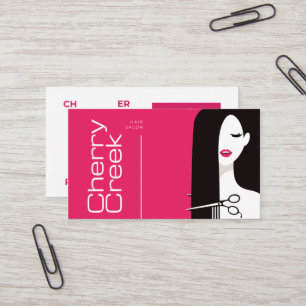 Hair Salon Modern Pink Black Beauty Salon Business Card