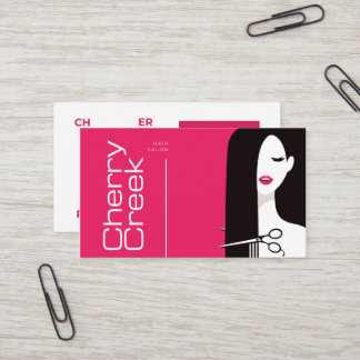  Hair Salon Modern Pink Black Beauty Salon  Business Card