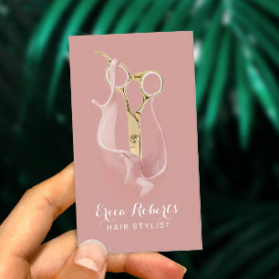 Hair Salon Modern Rose Gold Pastel Hair Stylist Business Card