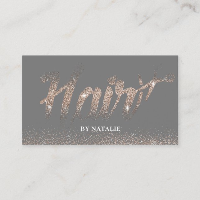 Hair Salon Modern Rose Gold Typograpy Appointment Card (Front)