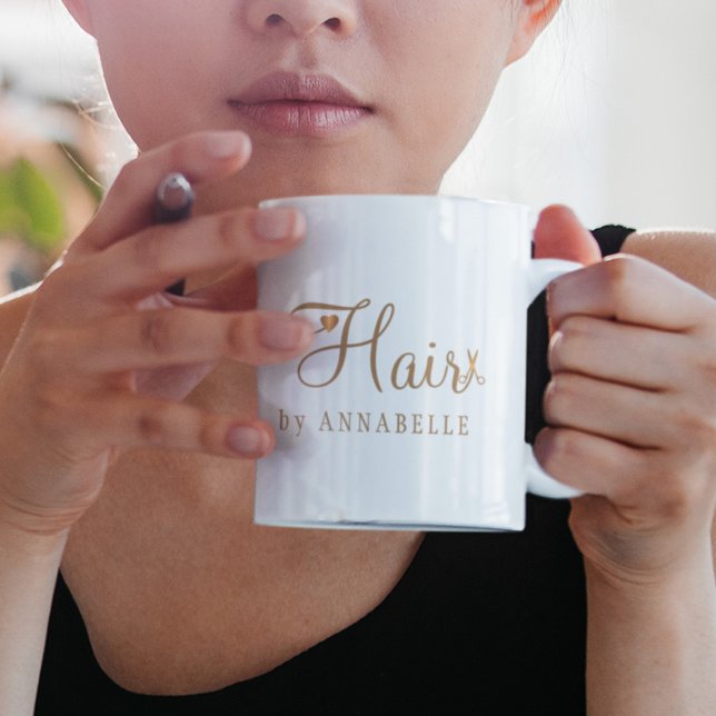 Hair salon name personalised gold typography logo  coffee mug (Creator Uploaded)