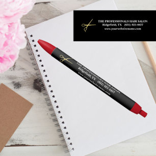 Hair Salon Personalised Promotional Marketing Black Ink Pen