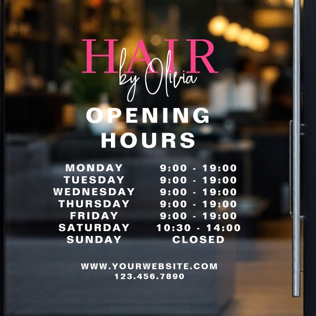 Hair Salon Pink Business Opening Hours White (Creator Uploaded)