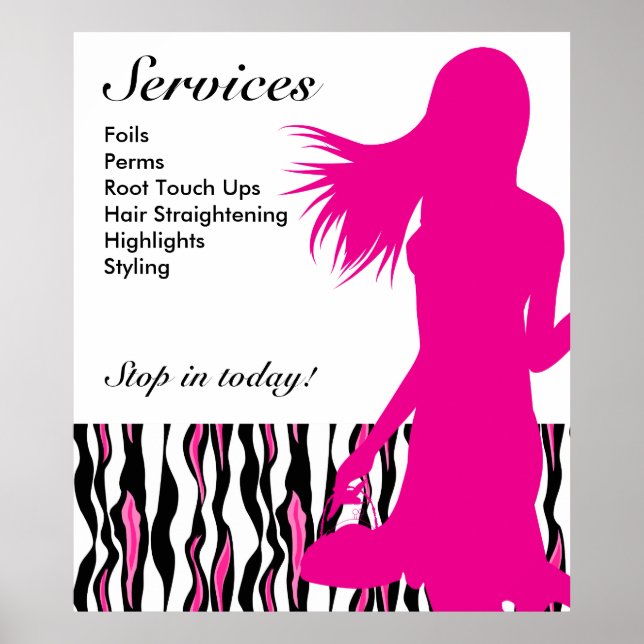 Hair Salon Poster Pink Woman Tiger Stripes (Front)