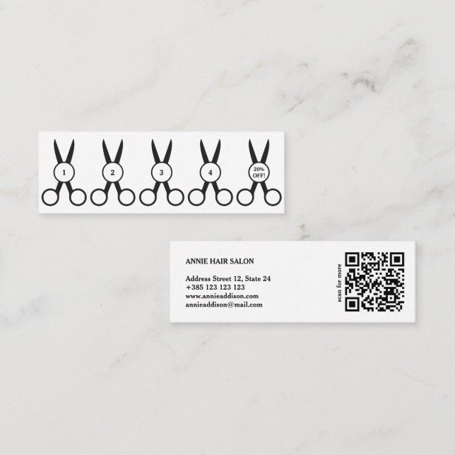 Hair Salon QR Code Loyalty Card  (Front/Back)