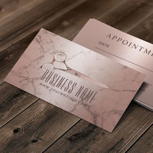 Hair Salon Rose Gold Marble Modern Appointment Card