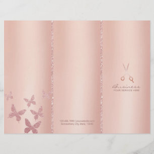 Hair Salon Rose Gold Scissor Tri-Fold Bruchures