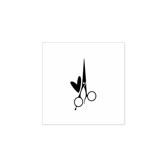 Hair Salon Scissors & Heart Loyalty Card Rubber Stamp (Imprint)