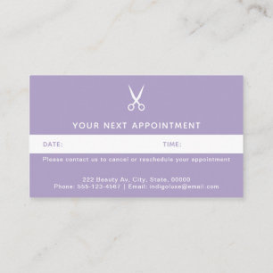 Hair Salon Scissors Modern Purple Appointment Card