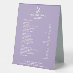 Hair Salon Scissors Purple Service Menu Price List