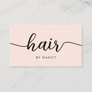 Hair Salon Script Typography Blush Pink Qr Code  Business Card