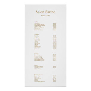 Hair Salon Service Price List Menu Poster