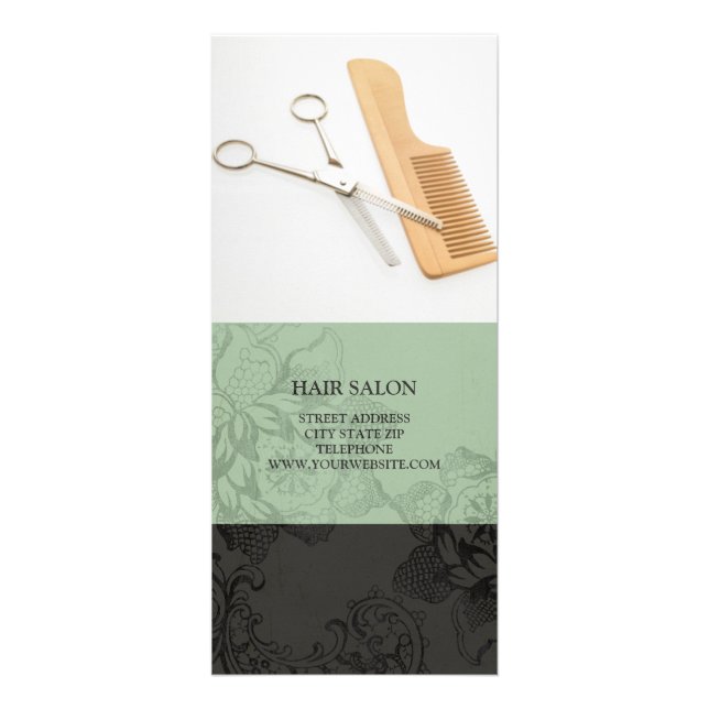 Hair Salon Services Price List {Mint Green} Rack Card (Front)