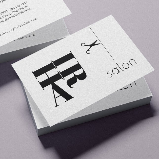 Hair salon simple black and white typography logo  business card (Creator Uploaded)
