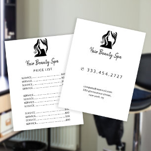 Hair salon simple logo black white service menu