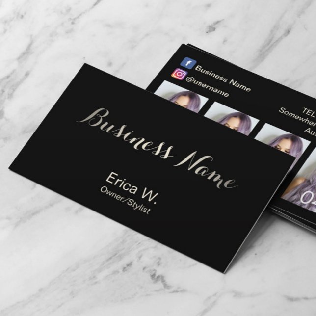 Hair Salon Social Media Custom Beauty Photo Business Card (Creator Uploaded)