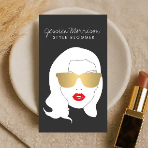 Hair Salon, Style Blogger, Beauty Girl Dark Grey Business Card