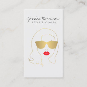 Hair Salon, Style Blogger, Beauty Girl Gold/Grey Business Card