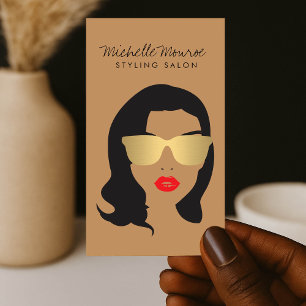 Hair Salon, Stylist, Beauty Girl Tan/Brown Business Card