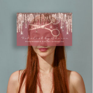 Hair Salon Stylist Hairdresser Scissors Rose Drip Business Card