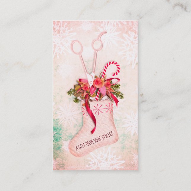 Hair salon stylist holiday coupon gift card xmas (Front)