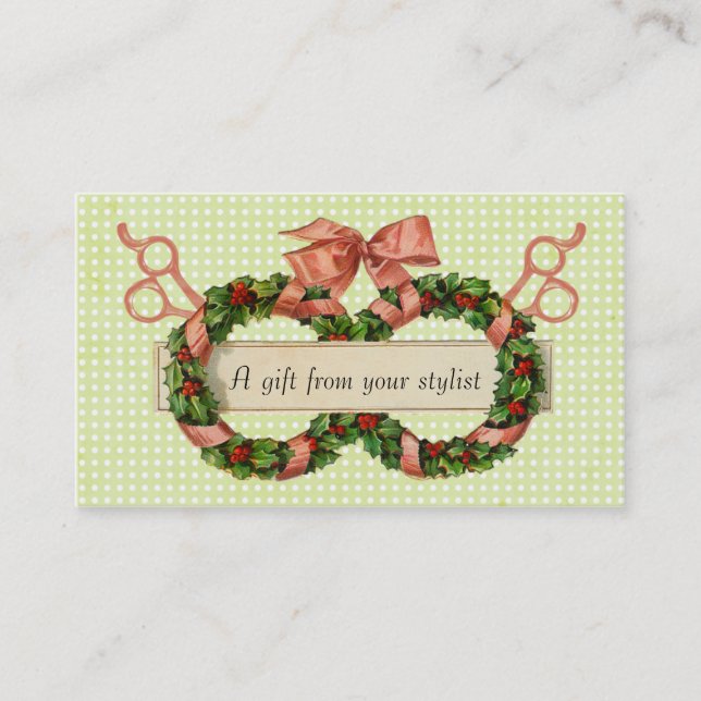 Hair salon stylist holiday coupon gift card xmas (Front)
