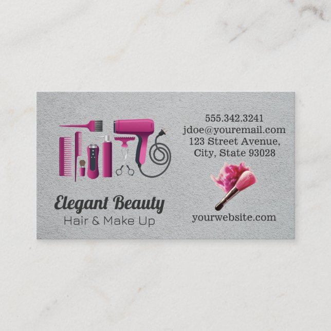 Hair Salon Tools | Beauty Make Up Business Card (Front)
