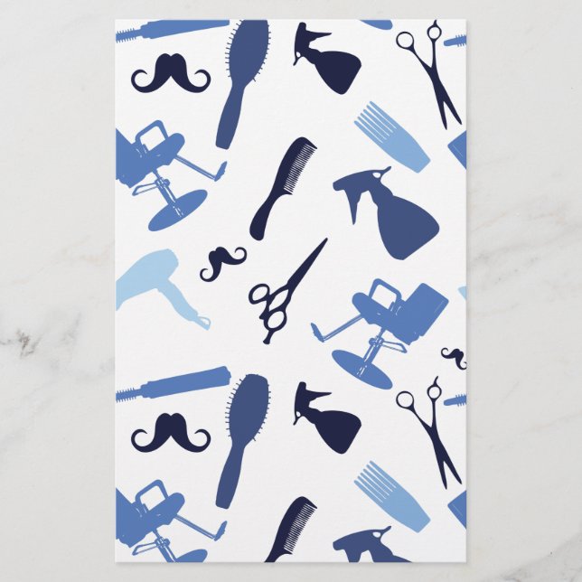 Hair salon tools pattern stationery (Front)