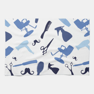 Hair salon tools pattern tea towel