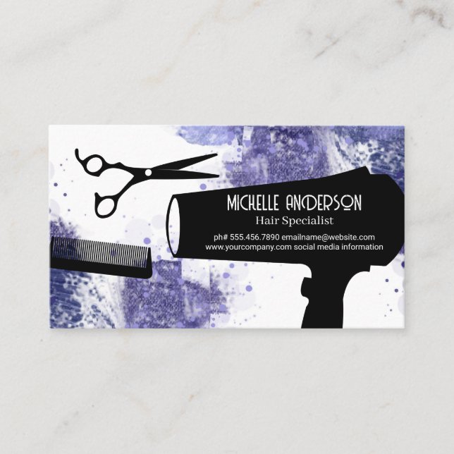 Hair Salon Tools | Watercolor Artistic Appointment Card (Front)