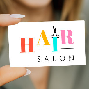 Hair salon trendy typography modern hairdresser business card