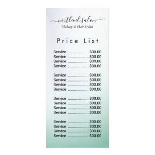 Hair Salon White Elegant price rack card