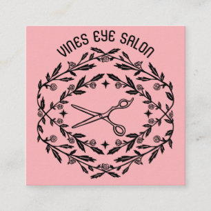 Hair Scissors Roses Vines Magical Boho QR Social  Square Business Card
