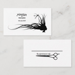 Hair & Scissors Silhouette Hairstylist Business Ca Business Card