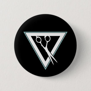 hair scissors triangle 6 cm round badge