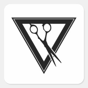 hair scissors triangle square sticker