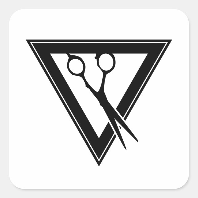 hair scissors triangle square sticker (Front)