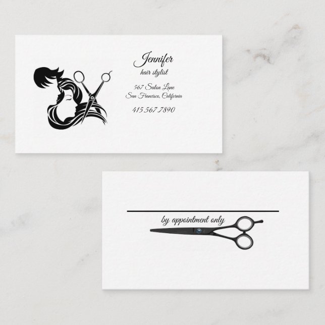 Hair Silhouette's & Scissors Hairstylist Business  Card (Front/Back)