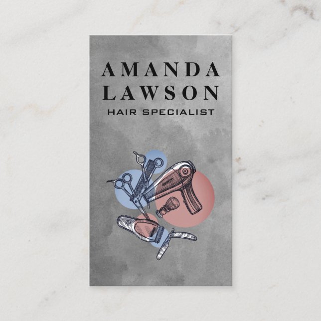 Hair Specialist | Stylish Tools Business Card (Front)