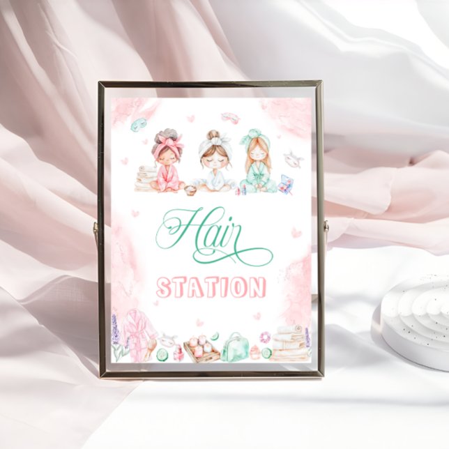 Hair Station Spa Party Makeup Girl Birthday Poster (Creator Uploaded)