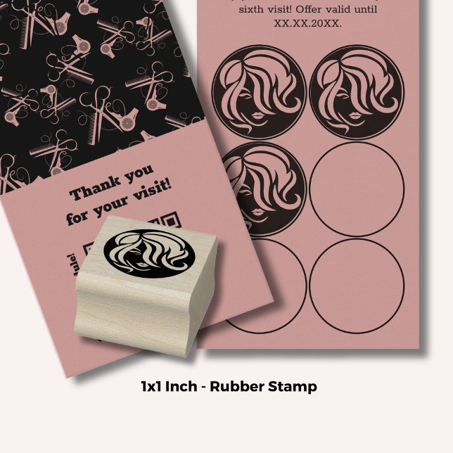 Hair Style - 1" Round - Loyalty Card Rubber Stamp (Hair Style - 1" Round - Loyalty Card Rubber Stamp)