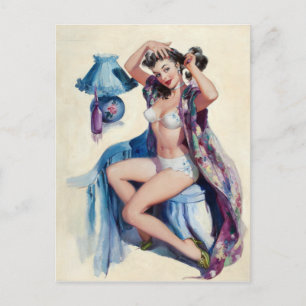 Hair Styling Pin Up Postcard