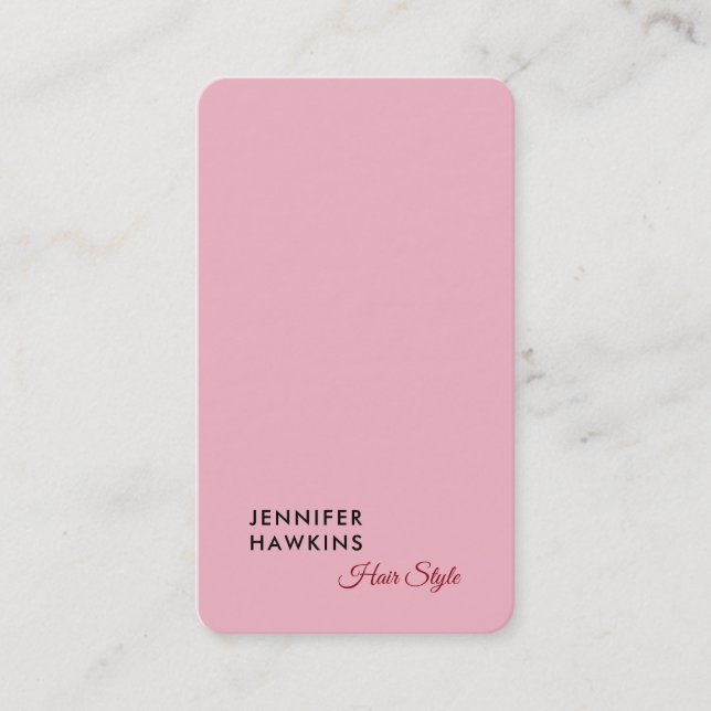 Hair stylish professional plain pink feminine business card (Front)
