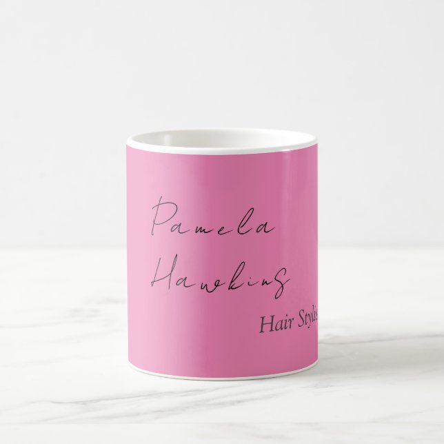 Hair stylish professional plain pink feminine coffee mug (Center)