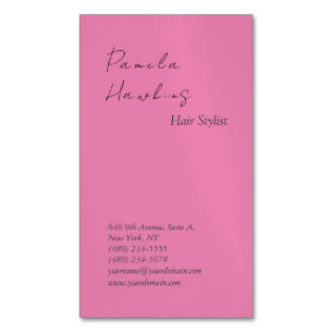 Hair stylish professional plain pink feminine 	Magnetic business card