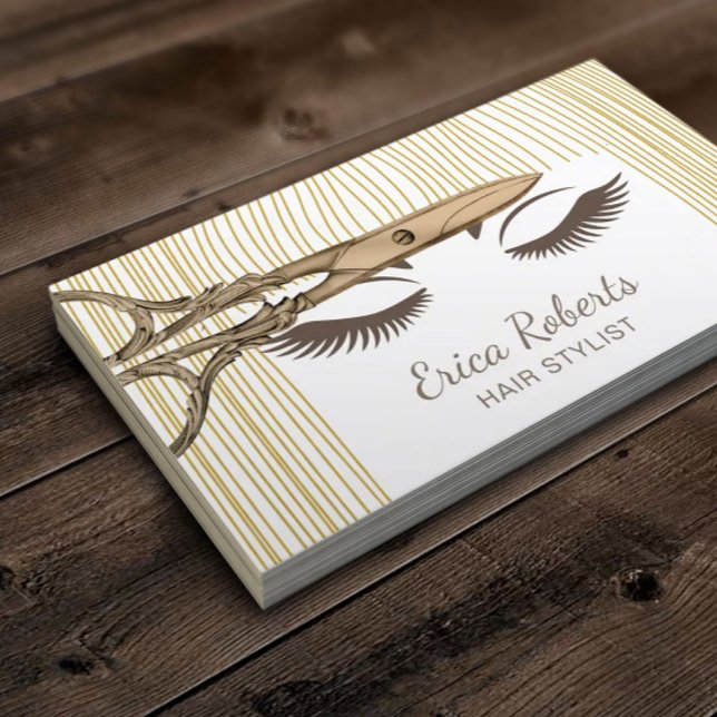 Hair Stylist Antique Scissor & Beauty Girl Salon Business Card (Creator Uploaded)