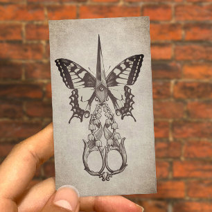 Hair Stylist Antique Scissor & Butterfly Vintage Business Card
